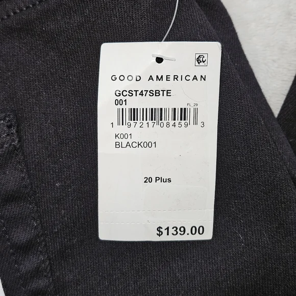 Good American Good Curve Straight Black Denim: 20 Plus 28" Inseam - Picture 9 of 13